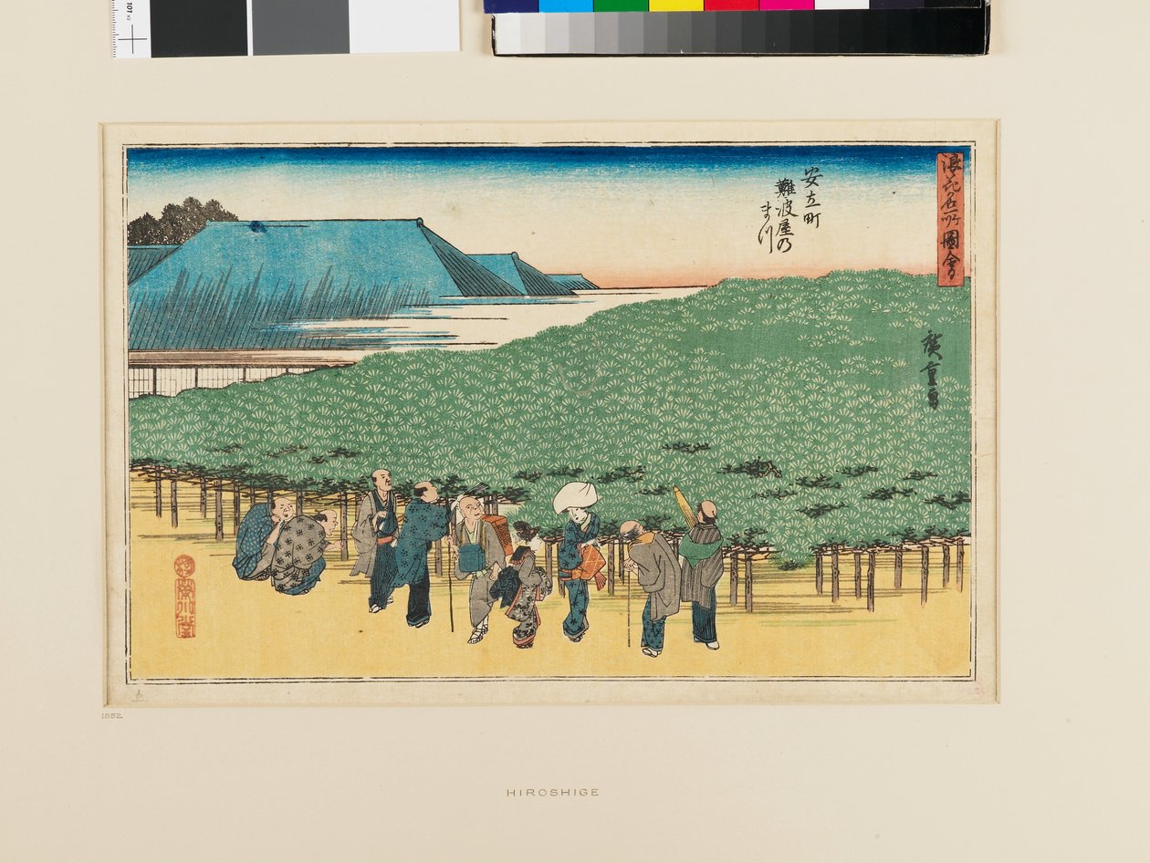 Borovice Naniwa v Adachi-chō od Ando or Utagawa Hiroshige