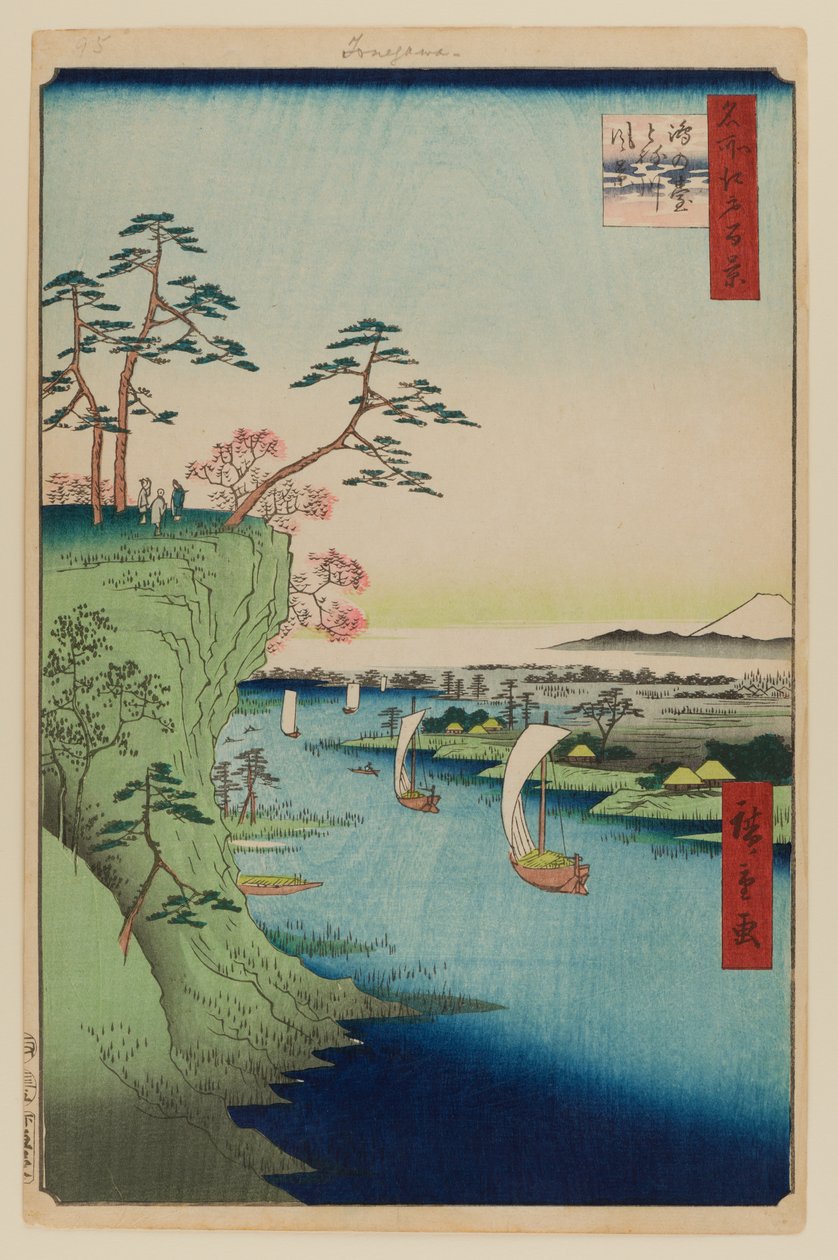 Pohled na Konodai a řeku Tone od Ando or Utagawa Hiroshige