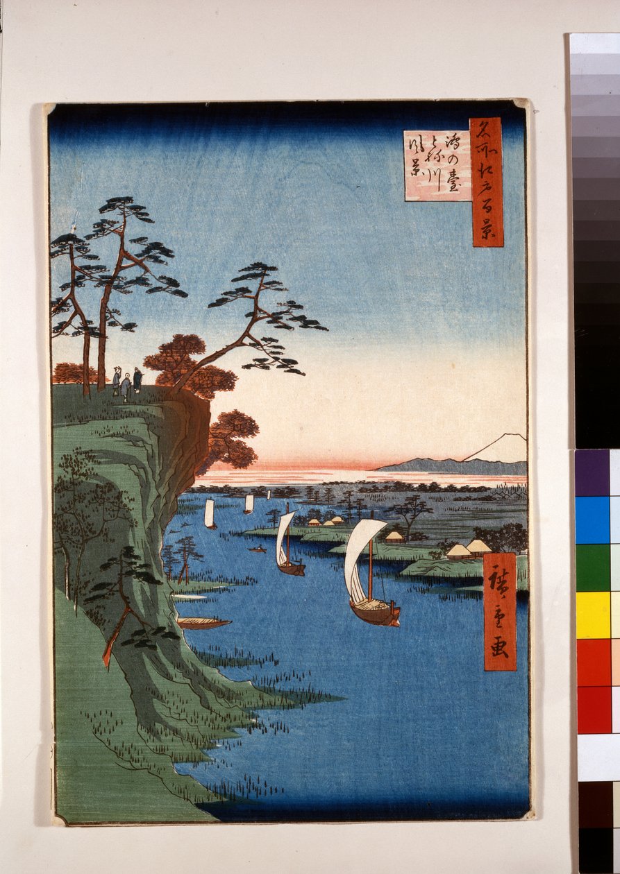 Pohled na Konodai a řeku Tone od Ando or Utagawa Hiroshige