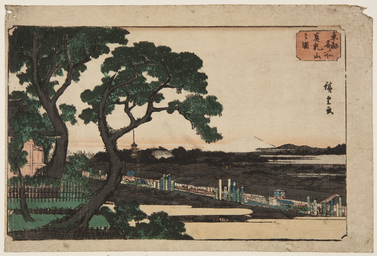 Pohled na Matsuchiyama (Matsuchiyama no zu) (barevný dřevotisk) od Ando or Utagawa Hiroshige
