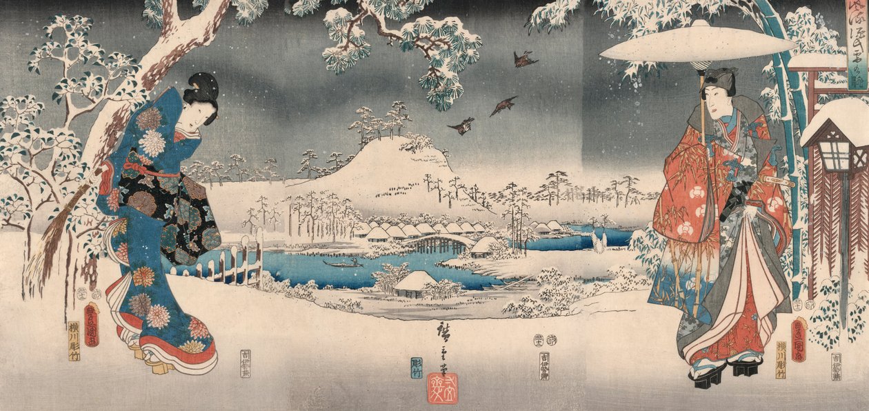 Tae f Genji od Toyokuni Návrh d Hiroshige od Ando or Utagawa and Toyokuni Utagawa III Hiroshige