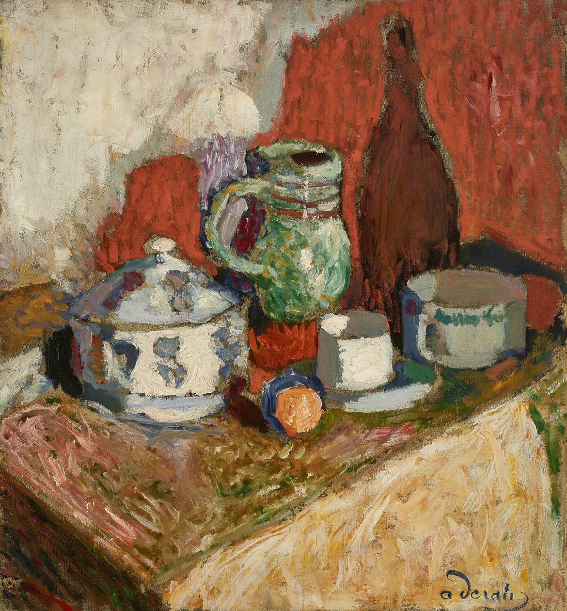 Zátiší s polévkovou mísou a lahví od Andre Derain
