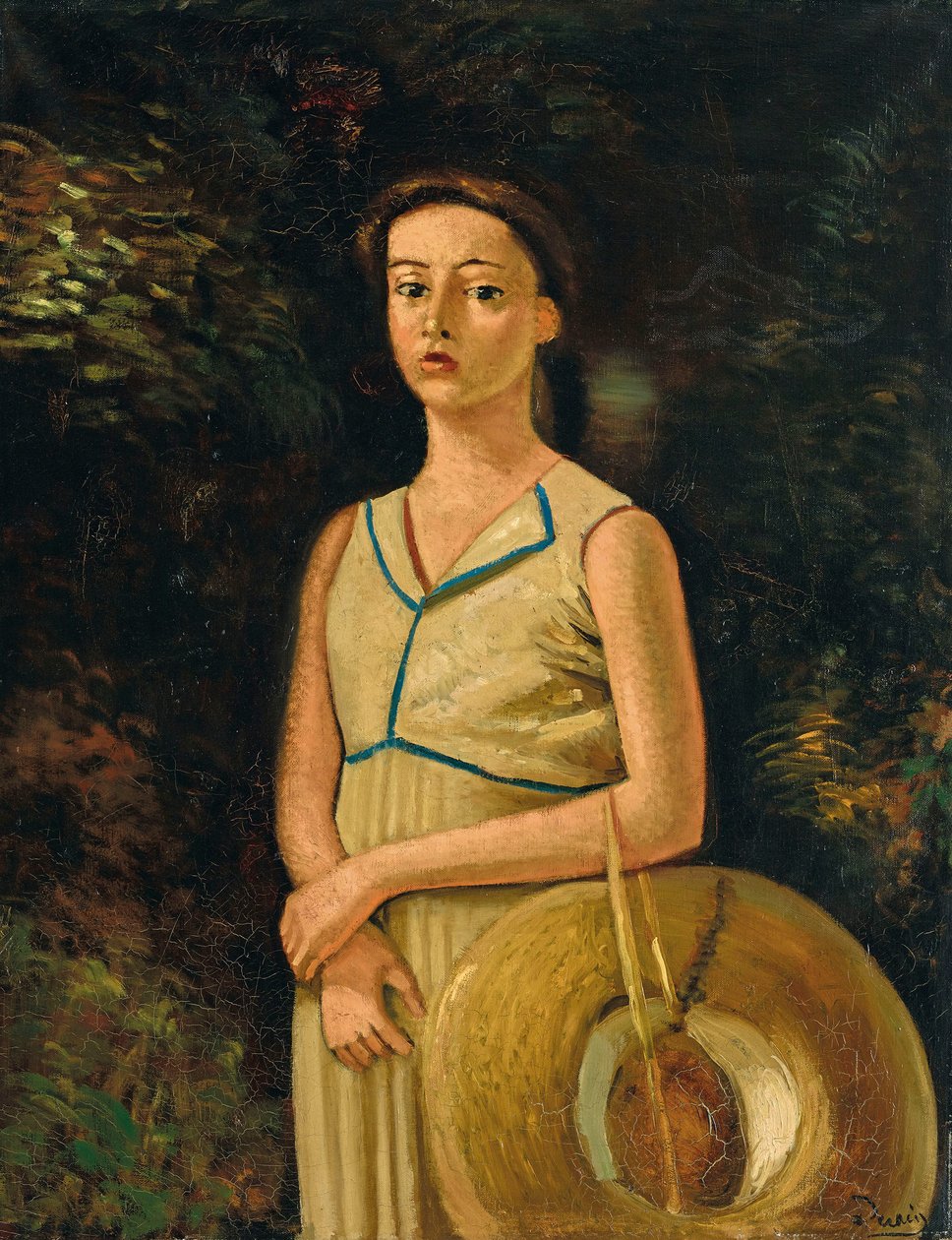 Portrét Geneviève se slaměným kloboukem, malířovy neteře od Andre Derain