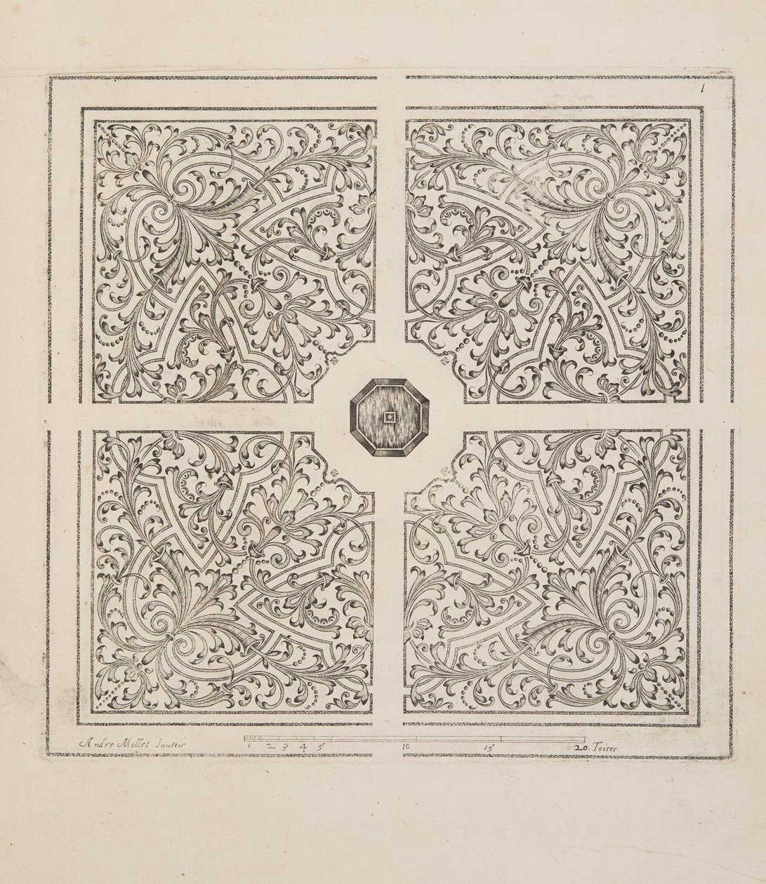 Design for Parterre, from Theater des Plans et Jardinages, pub. 1652 (rytina) od André Mollet