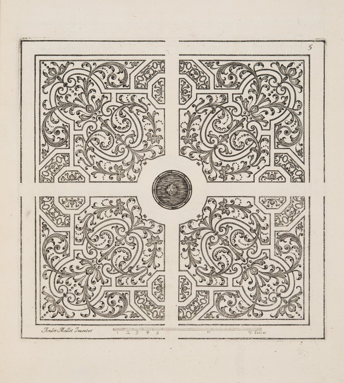 Design for Parterre, from Theater des Plans et Jardinages, pub. 1652 (rytina) od André Mollet