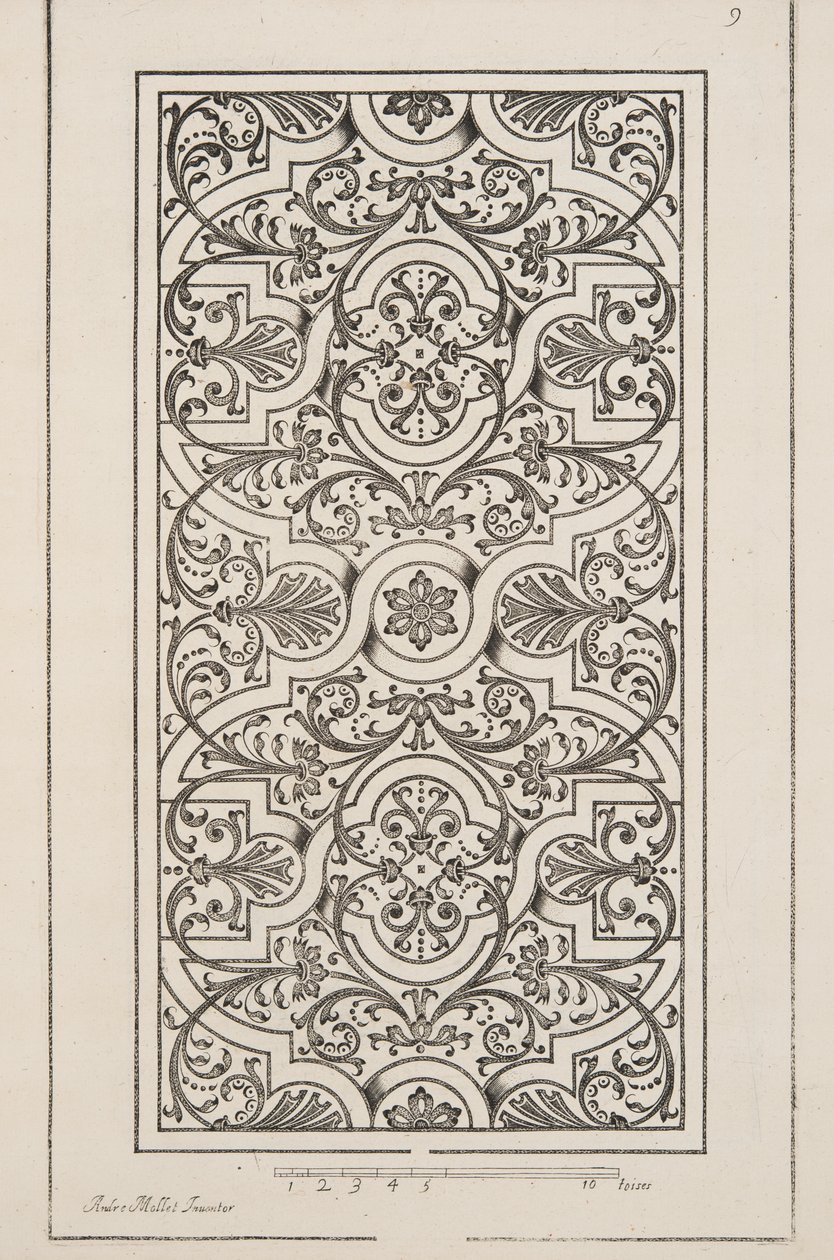Design for Parterre, from Theater des Plans et Jardinages, pub. 1652 (rytina) od André Mollet
