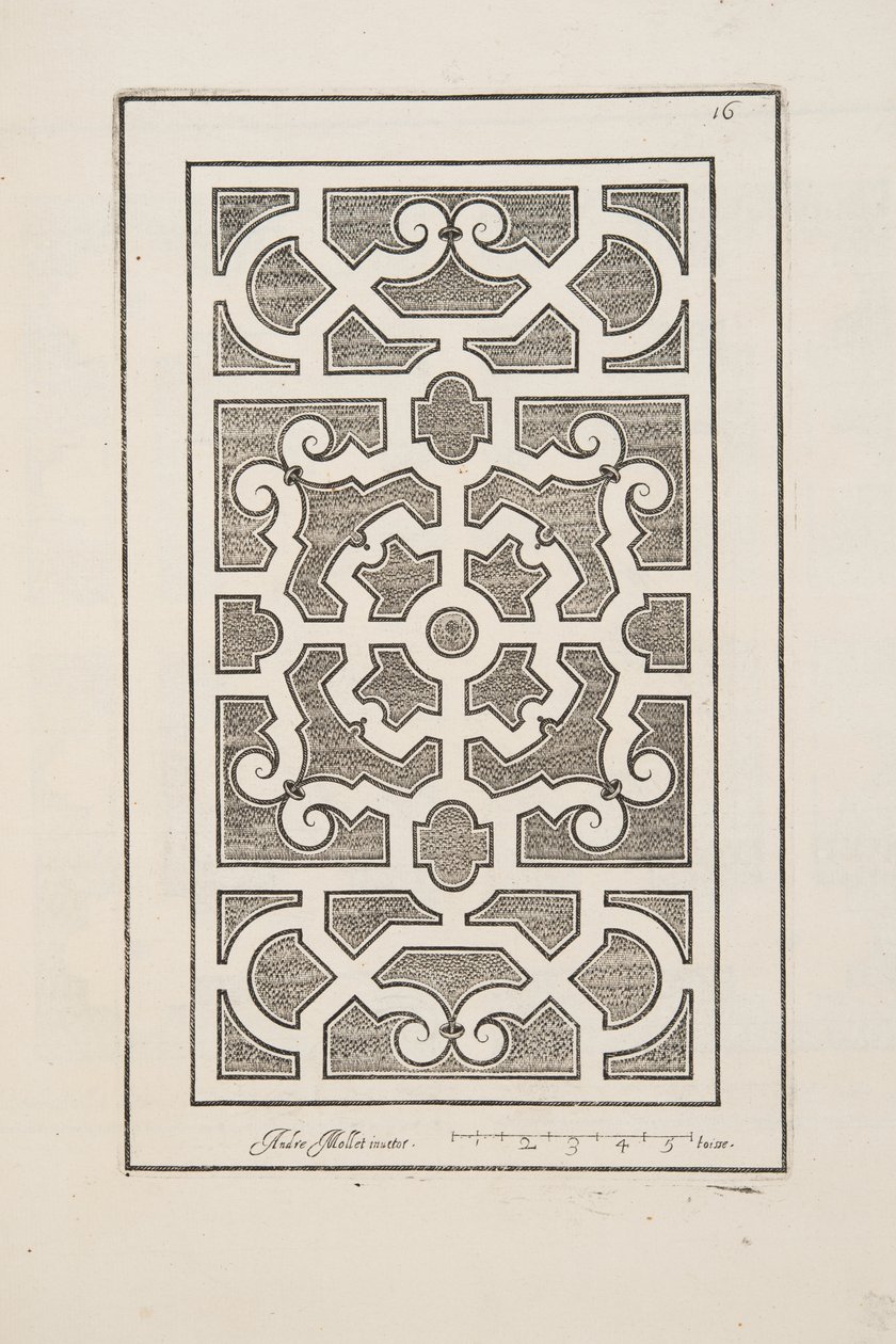 Design for Parterre, from Theater des Plans et Jardinages, pub. 1652 (rytina) od André Mollet
