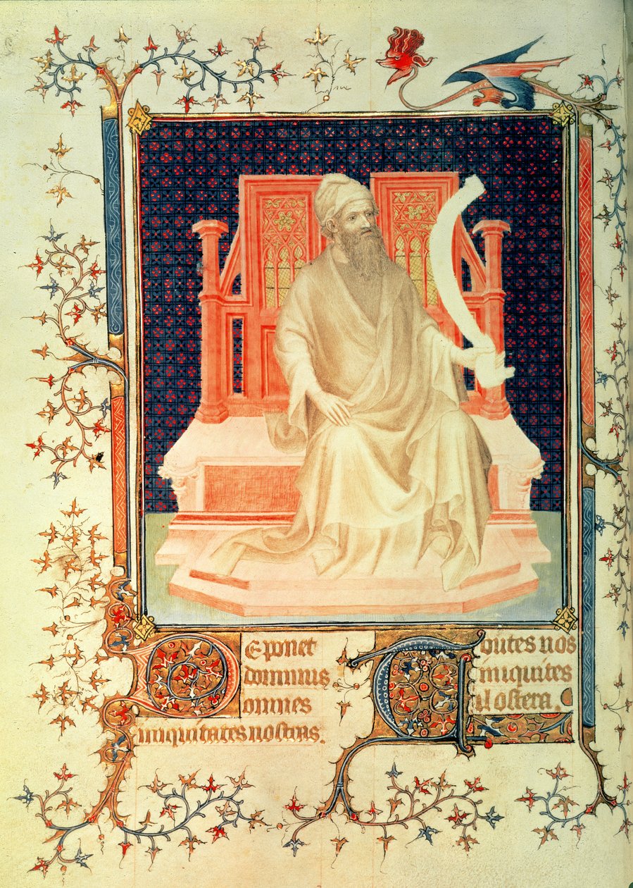Fr 13091 f.29v Prorok Micheáš, ze Žaltáře Jeana, vévody z Berry, kolem roku 1386 od Andre Beauneveu