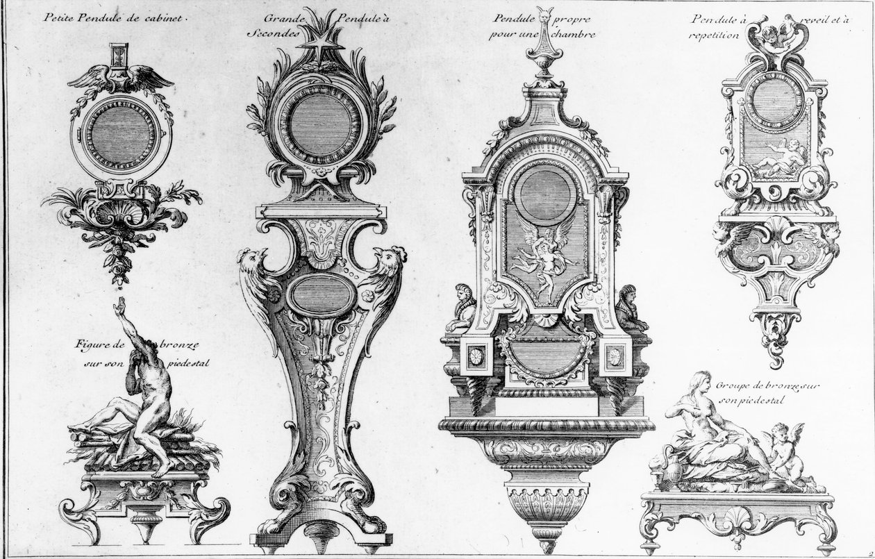 Pouzdra na hodiny a podstavce André-Charles Boulle, tisk vytvořil Pierre-Jean Mariette od Andre Charles Boulle