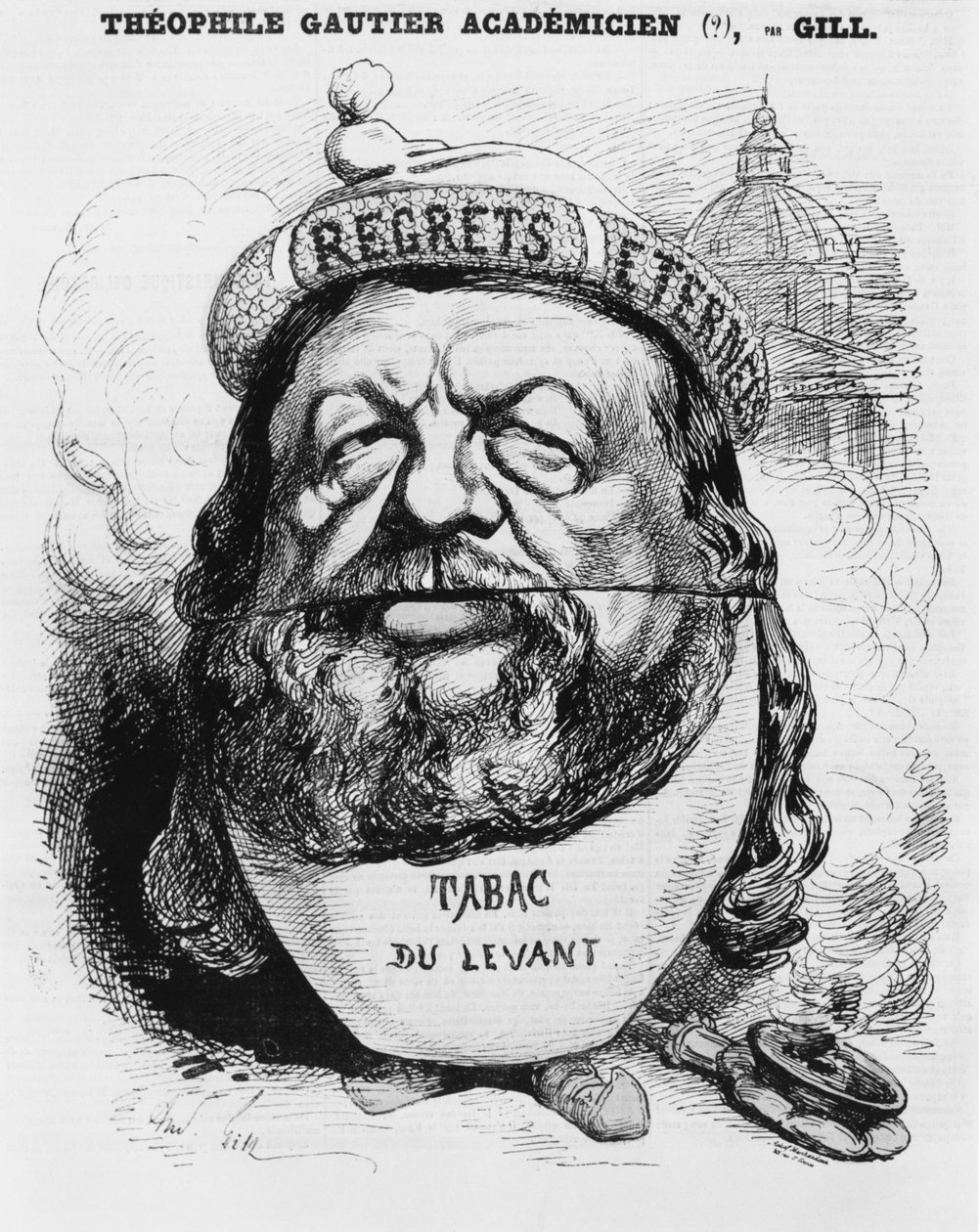 Karikatura Theophila Gautiera jako akademika, ilustrace z 