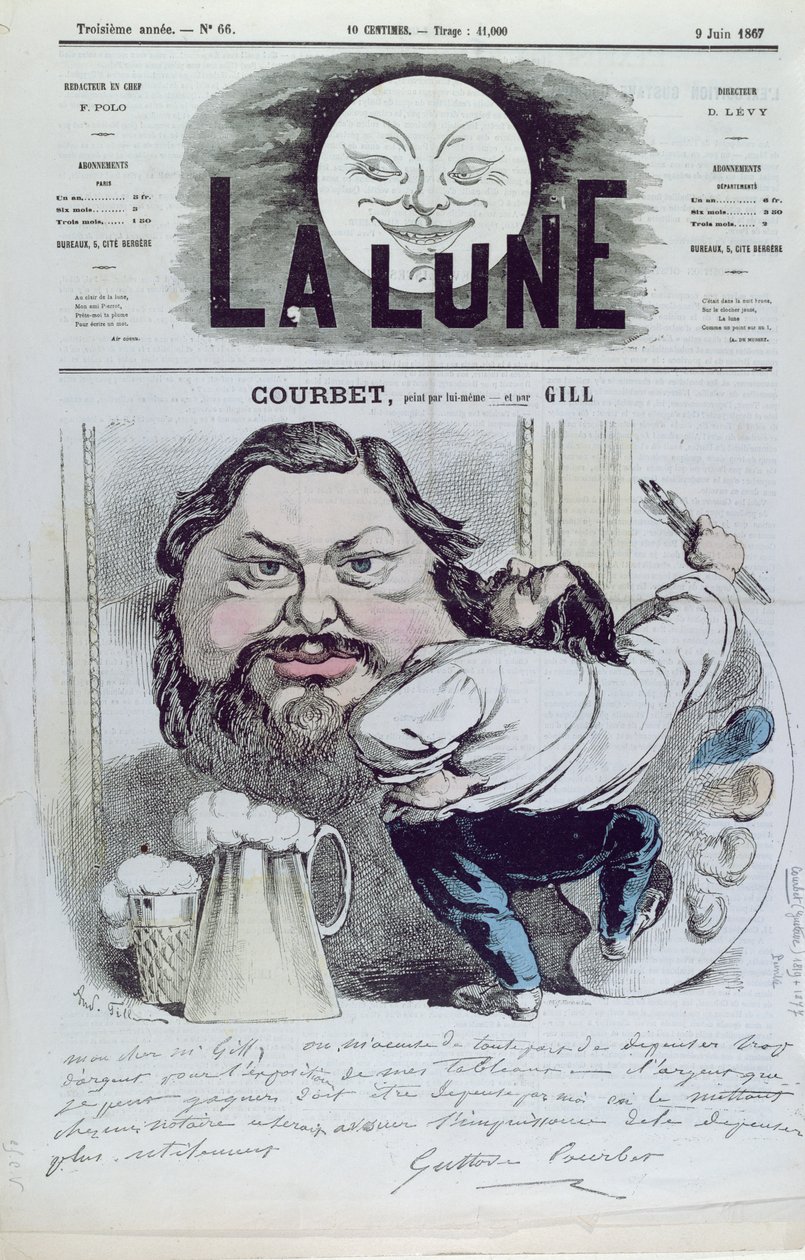 Gustave Courbet (1819-77) před svým autoportrétem, titulní ilustrace časopisu 