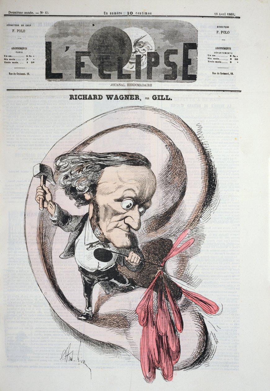 Richard Wagner propíchnutí ušního bubínku, 1869 od Andre Gill