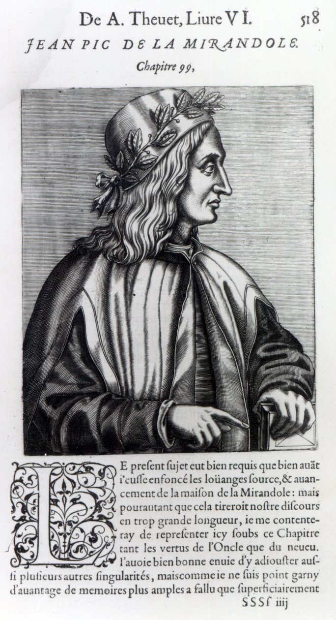 Giovanni Pico della Mirandola, z „Les Vrais Pourtraits et vies des hommes illustres“ od Andreho Theveta, 1584 od Andre Thevet