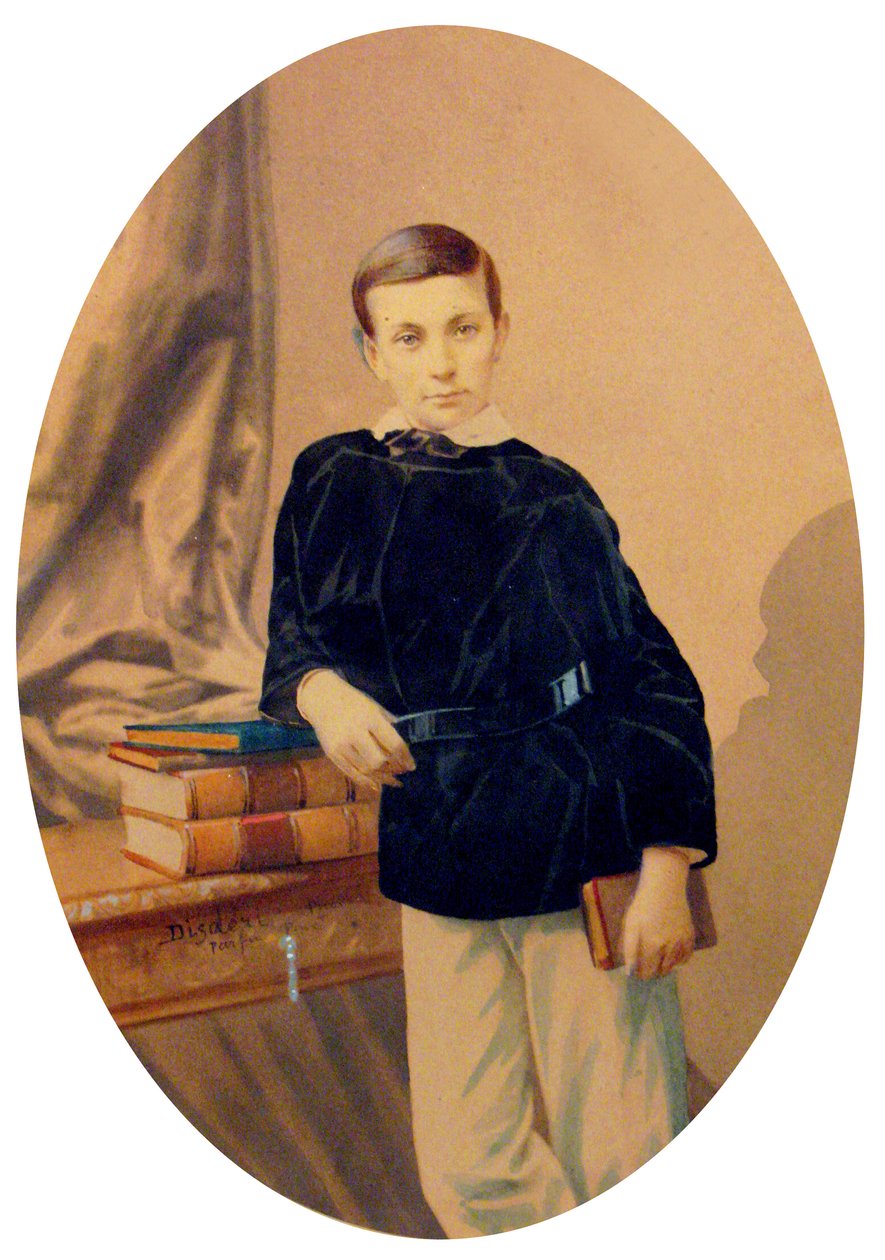 Monacký princ Albert I., kolem roku 1860 (malovaná fotografie) od Andre Adolphe Eugene Disderi