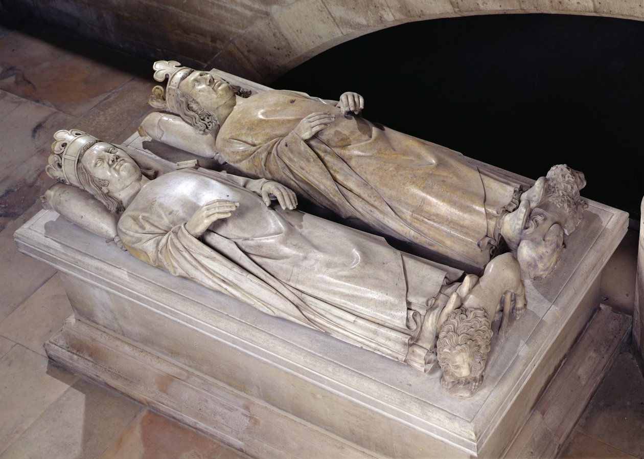 Podobizna Filipa VI. (1293-1350) de Valois a Jeana II. (1319-64) Le Bon (mramor) od Andre Beauneveu