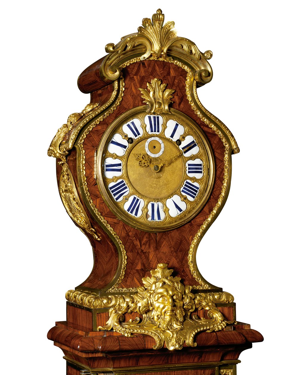 Detail regulátoru čtvrtfinále Regence, strojek Thuret, kolem 1720 (osazeno ormolu, mosaz vykládaný Boulle modře tónovaný roh a královské dřevo) (viz také 469017) od Andre Charles (attr. to) Boulle