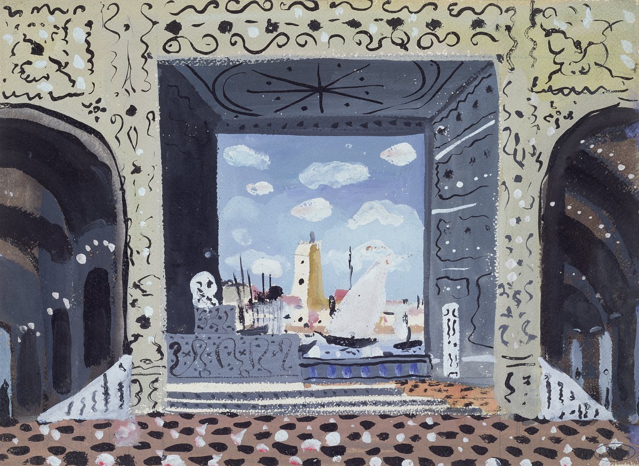 Scénografie k představení "Lazebník sevillský" v Paříži (olej na desce) od Andre Derain