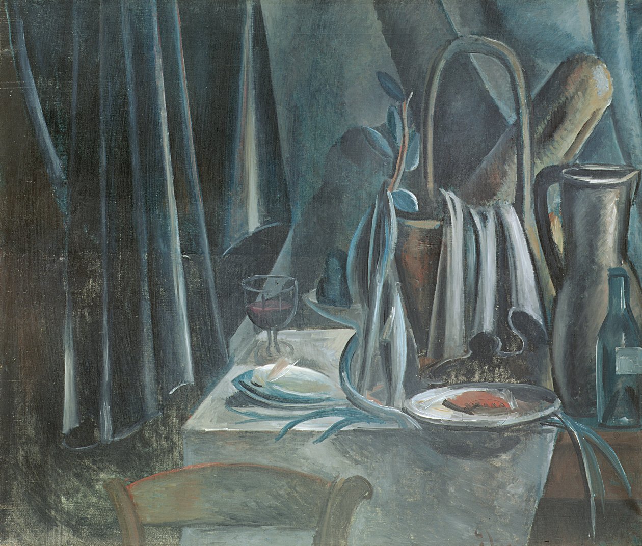 Zátiší s chlebníkem, džbánem a sklenicí na víno od Andre Derain