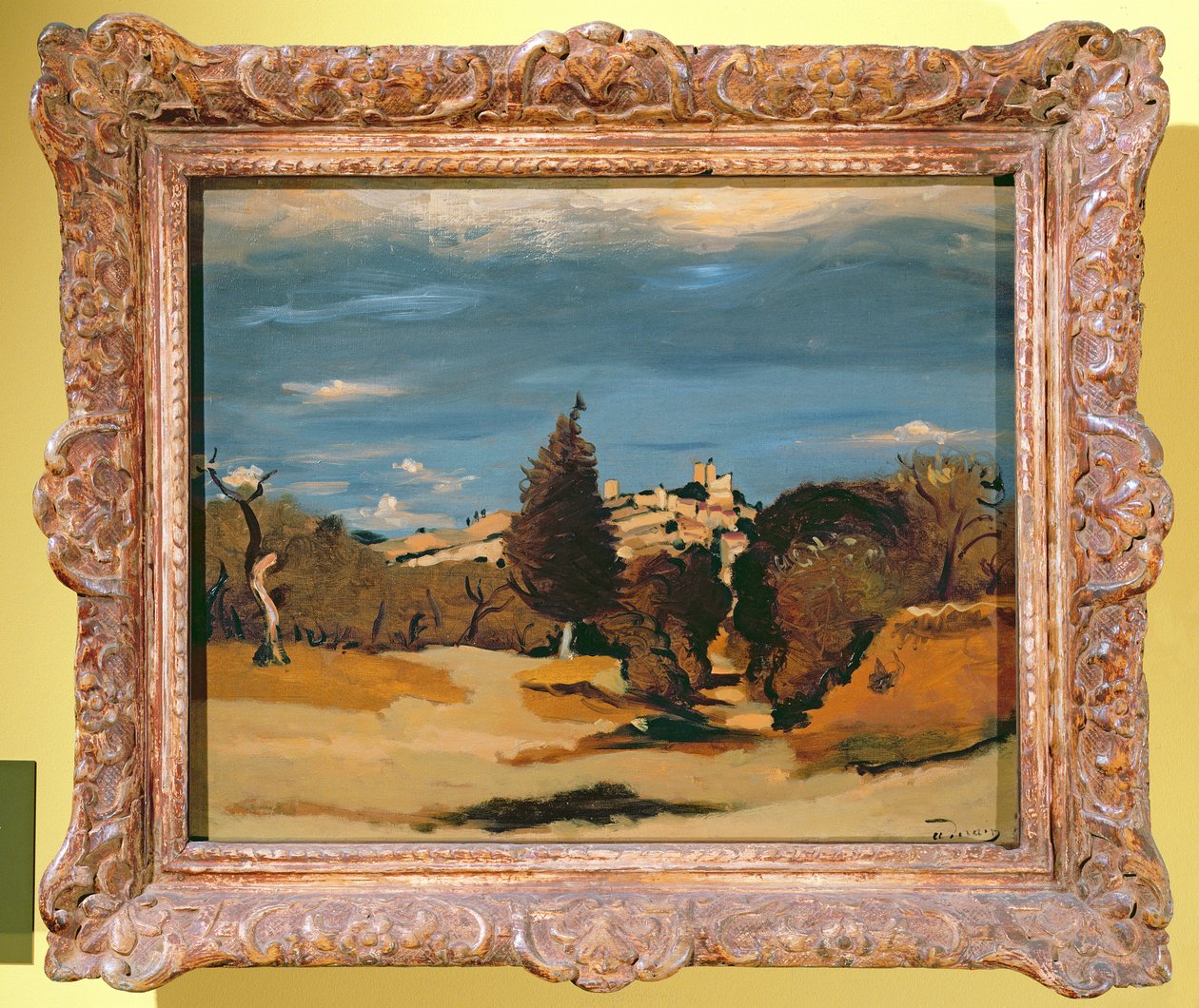 Stromy a vesnice, asi 1932 (olej na plátně) od Andre Derain