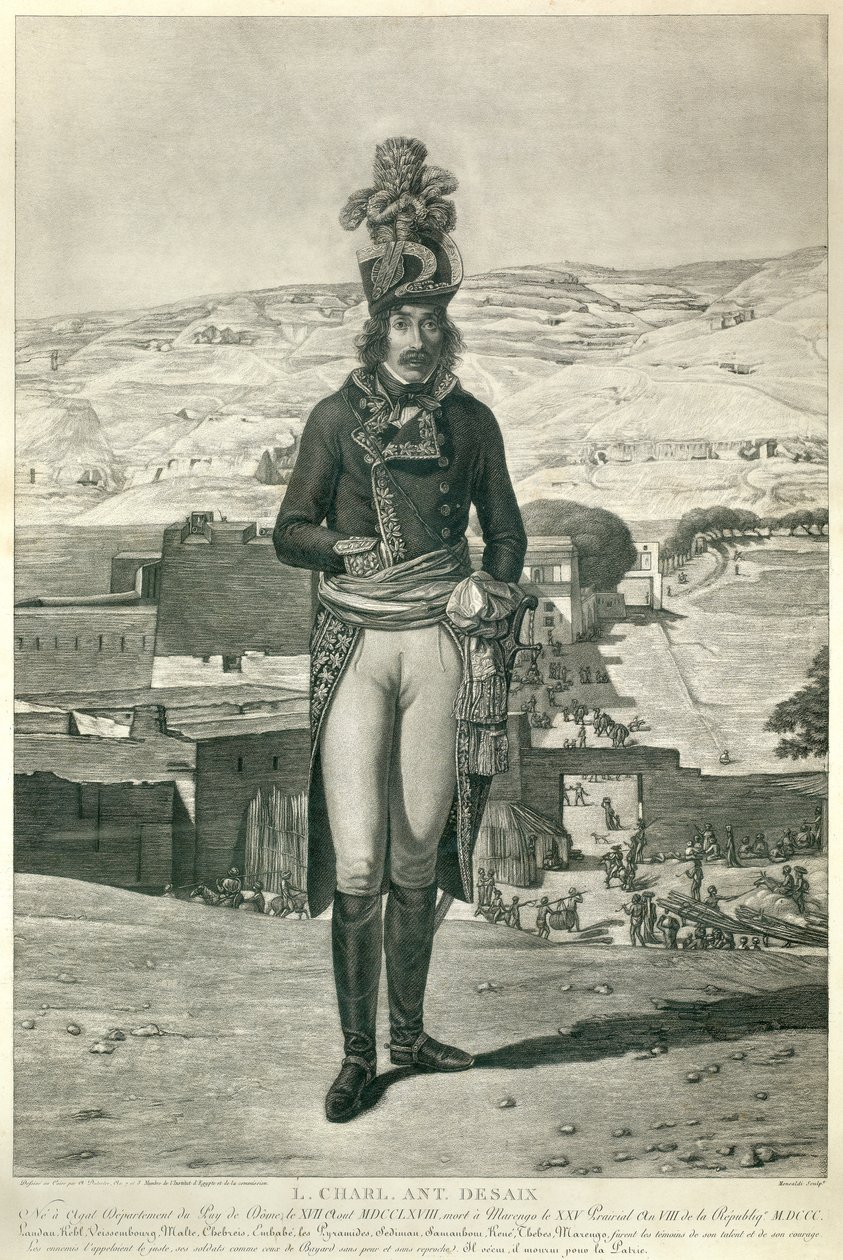 Portrét na nohou generála Louise Charlese Antoina Desaixe během tažení do Egypta v roce 1798 od Andre Dutertre