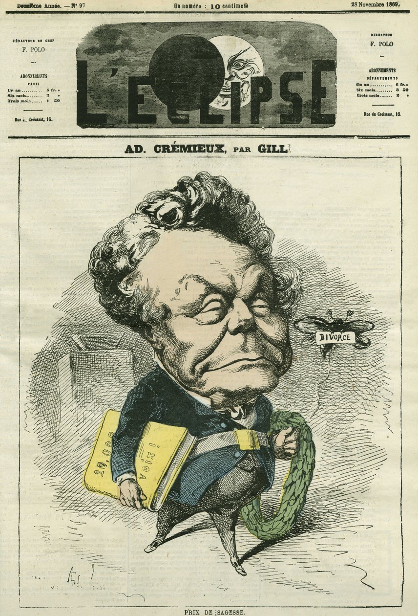 Adolphe Cremieux (1796-1880), právník, politik a prezident izraelské univerzální aliance. Obálka “”L