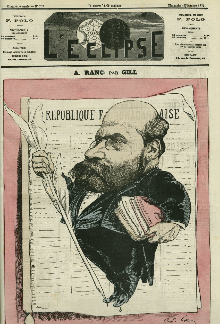 Arthur Ranc (1831-1908), francouzský novinář a politik. Obálka „“L