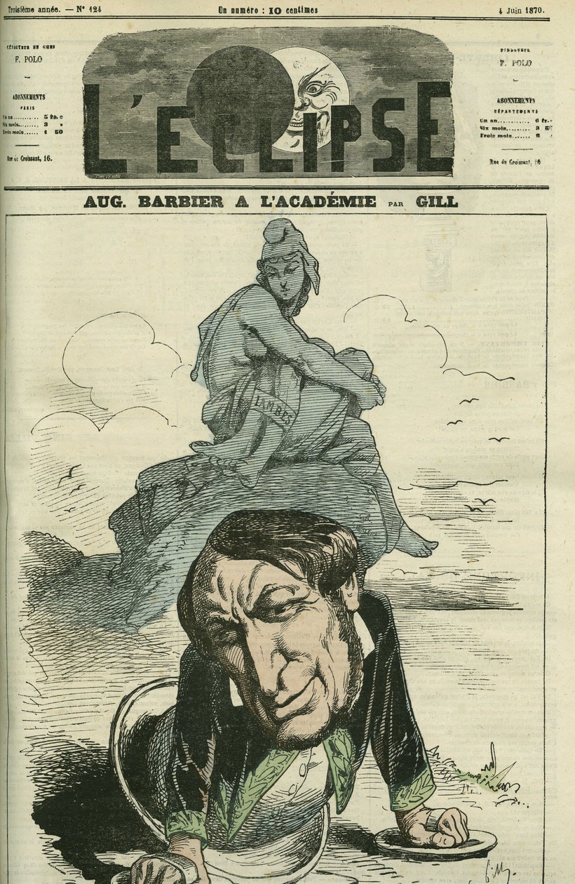 Auguste Barbier (1805-1882), francouzský básník zvolený do Francouzské akademie v roce 1869. Obálka „“L