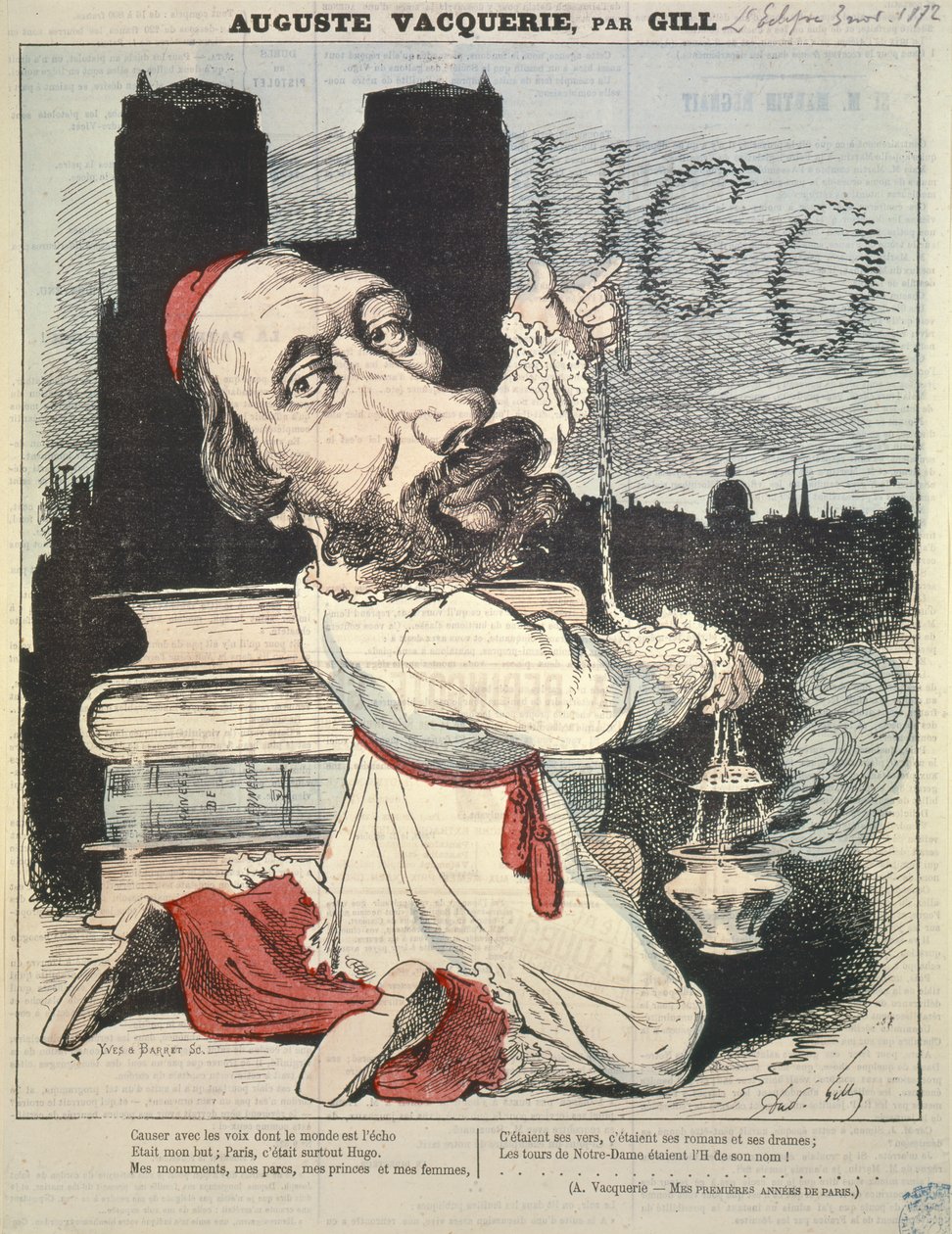 Auguste Vacquerie (1819-95) z obálky LEclipse, rytý Yves & Barret, 3. listopadu 1872 od Andre Gill