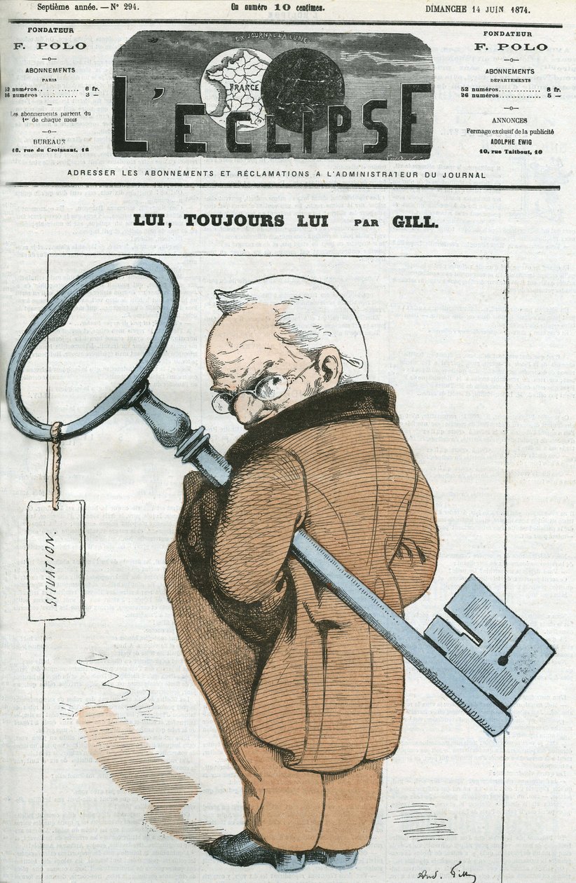 Cartoon Adolphe Thiers (1797-1877), francouzský státník. Obálka “”L
