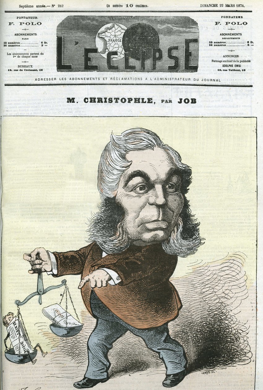 Kreslený Albert Christophle, francouzský politik. Obálka „“L