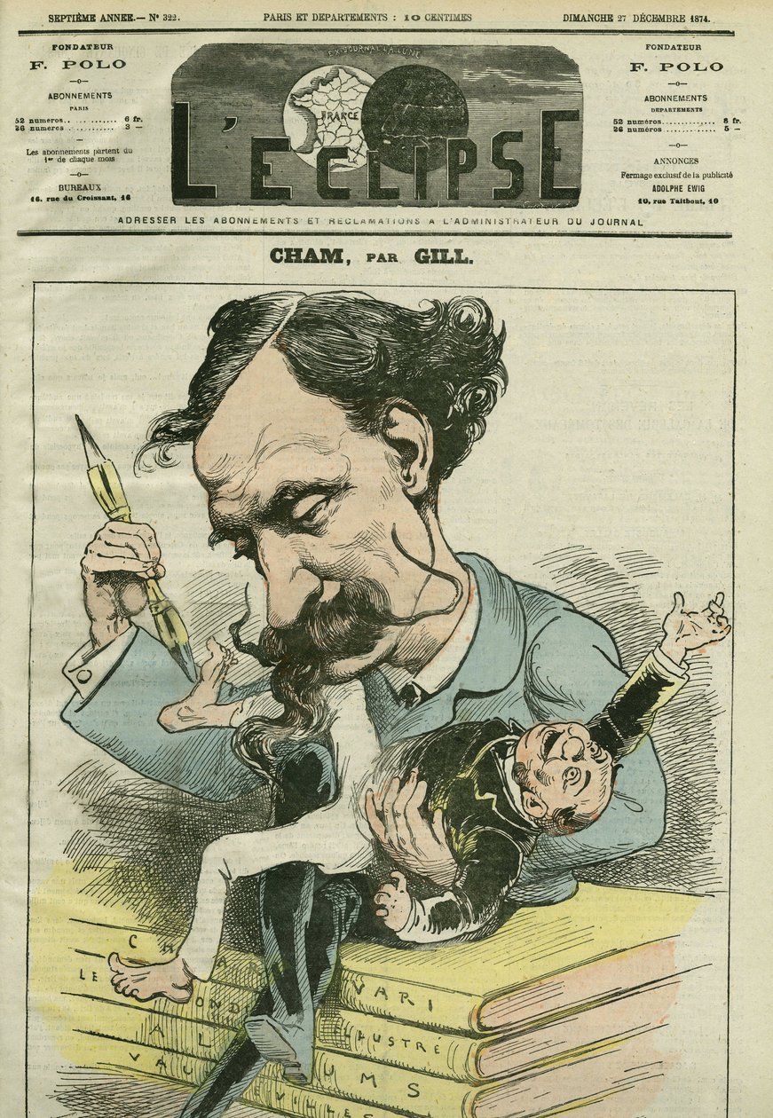 Cartoon Amedee de Noe dit Cham (1818-1879), francouzský karikaturista. Obálka “”L