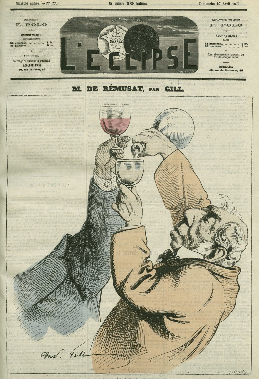Cartoon Charles de Remusat (1797-1875), francouzský filozof a politik. Obálka v “”L