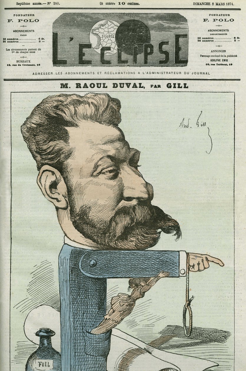 Karikatura od Fernanda Raoula-Duvala (Fernand Raoul Duval od Andre Gill