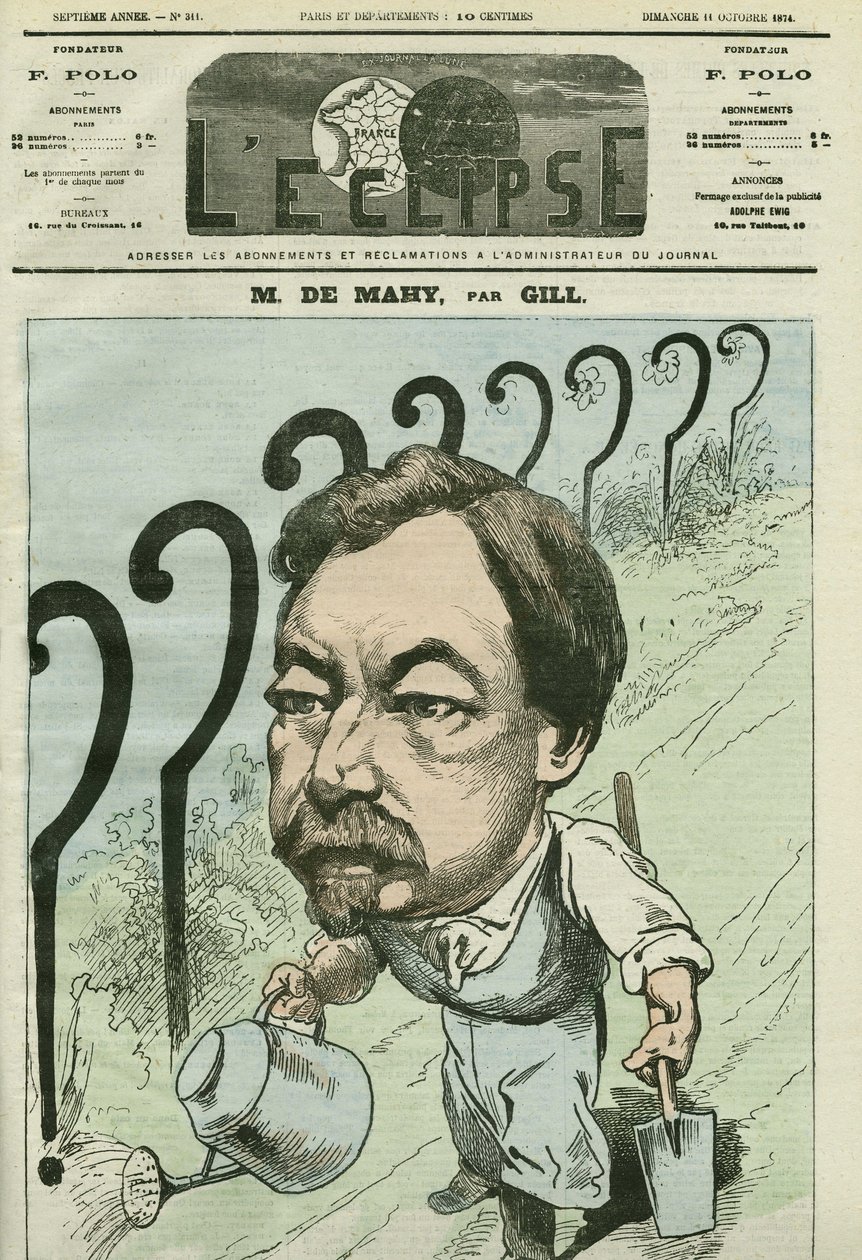 Kreslený film Francoise Cesaire de Mahy (1830-1906), francouzského lékaře, novináře a politika. Obálka „“L