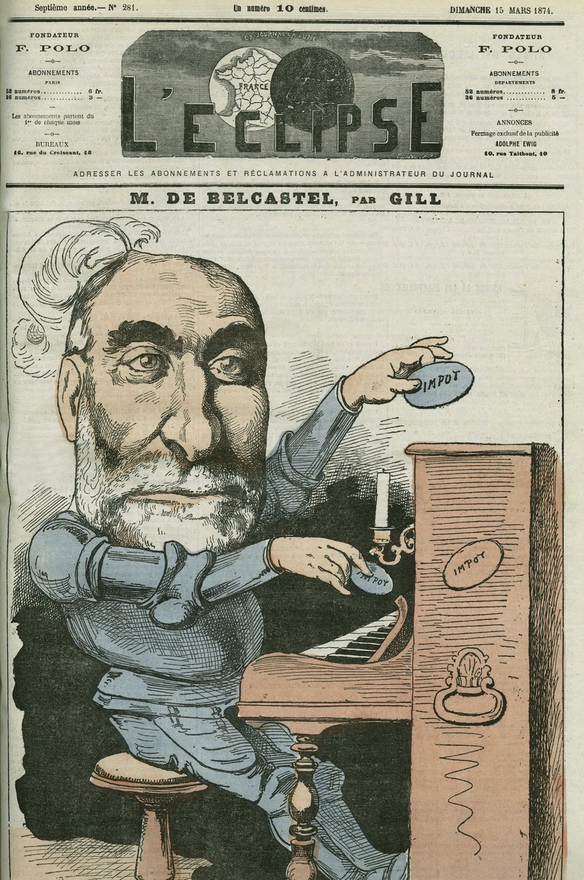 Karikatura od Gabriela de Belcastel (1821-1890), francouzského politika. Obálka „“L