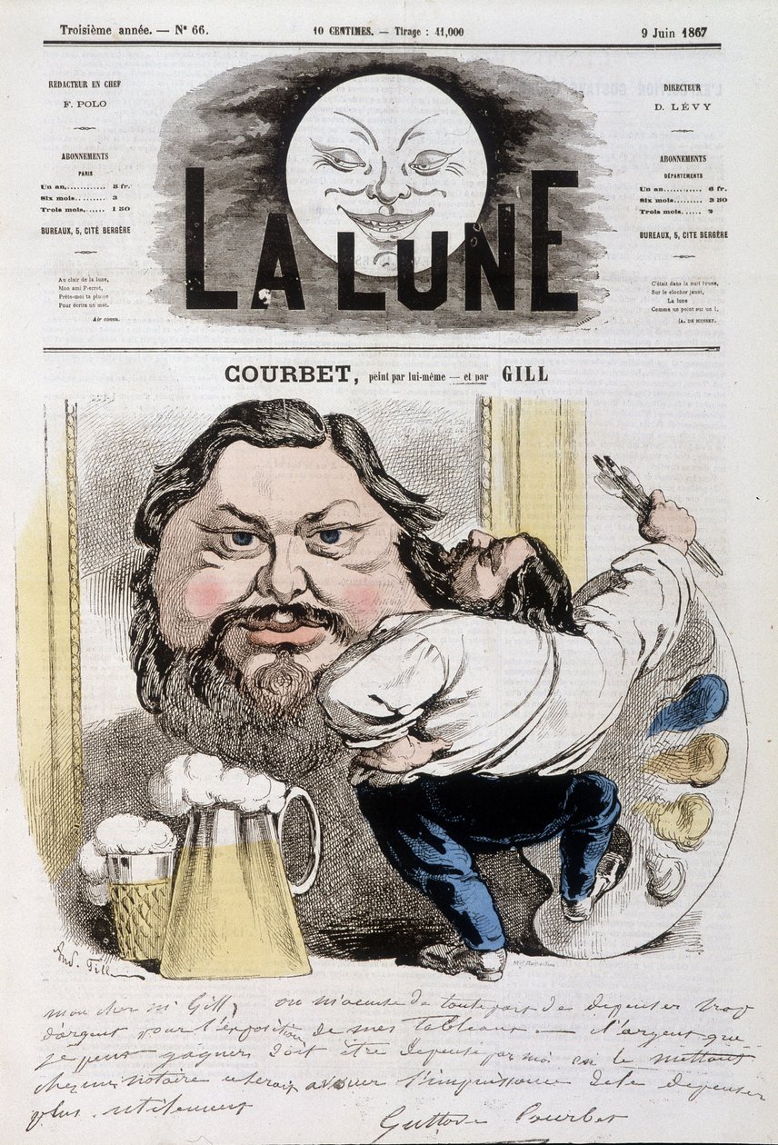 Cartoon by Gustave Courbet - Ilustrace Andre Gill (1840-1885) v „“ La Lune““ z 09.06.1867 od Andre Gill