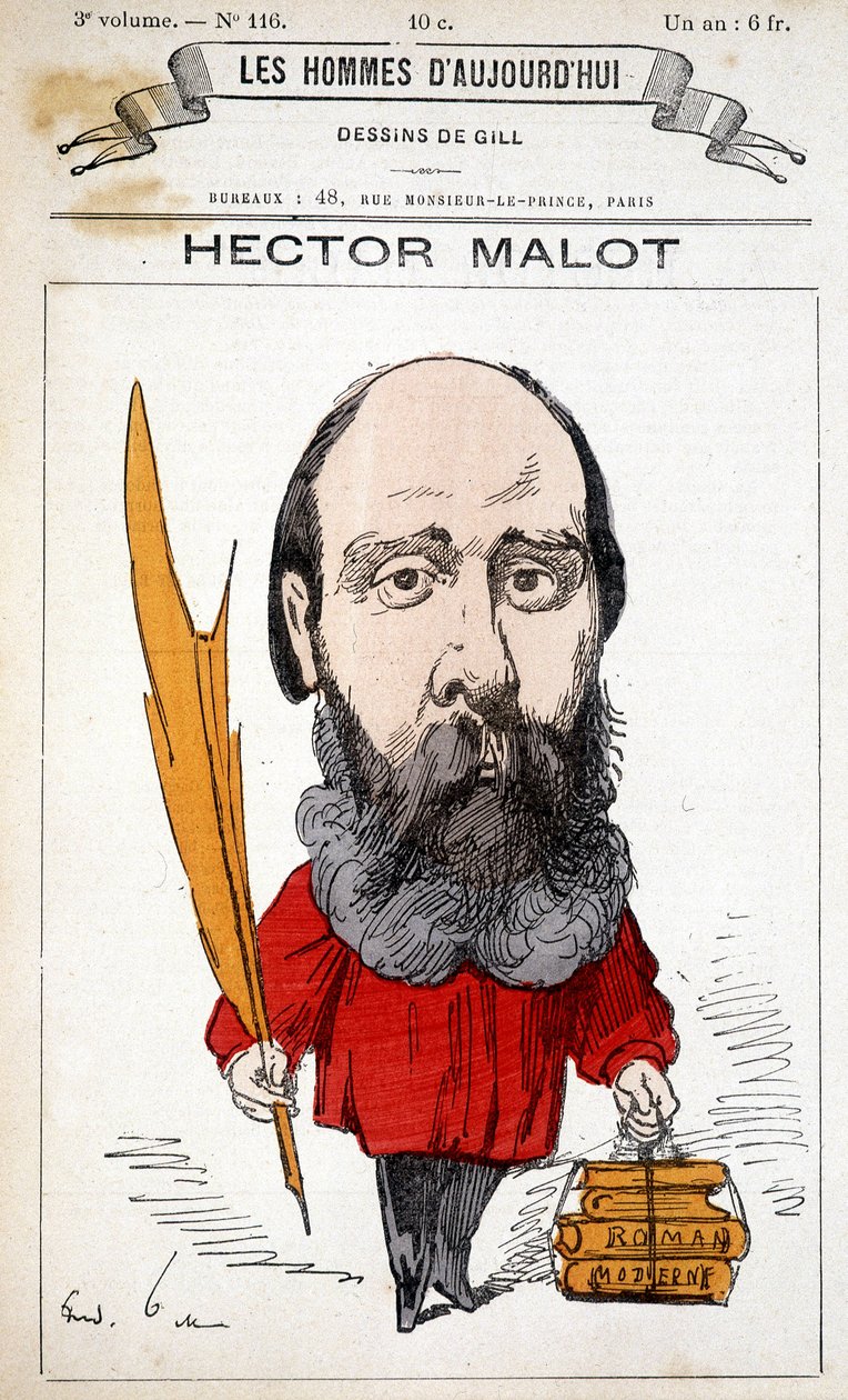 Karikatura od Hectora Malota, francouzského spisovatele (1830-1907) - od Gilla, v „“Les Hommes d
