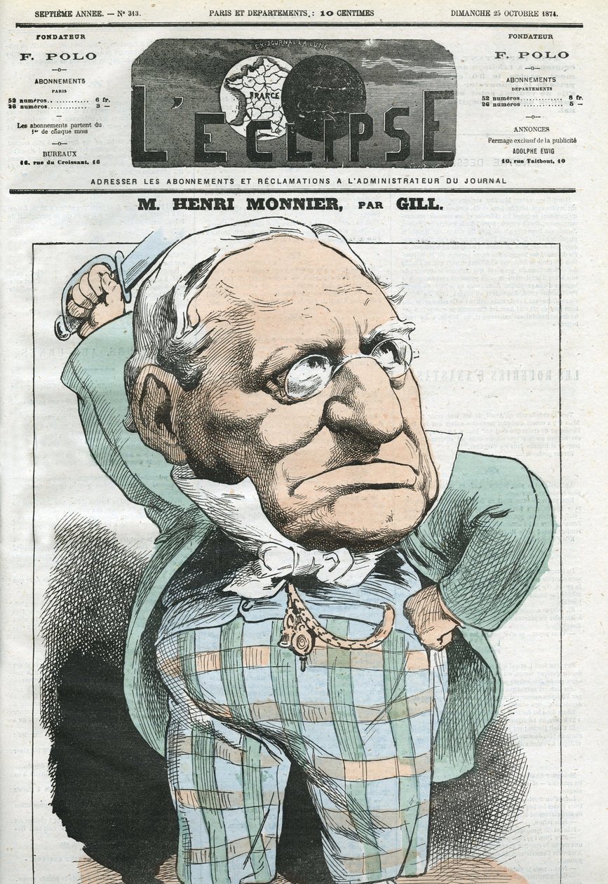 Kreslený film Henri Monnier (1799-1877), francouzský dramatik, karikaturista, herec. Obálka „“L