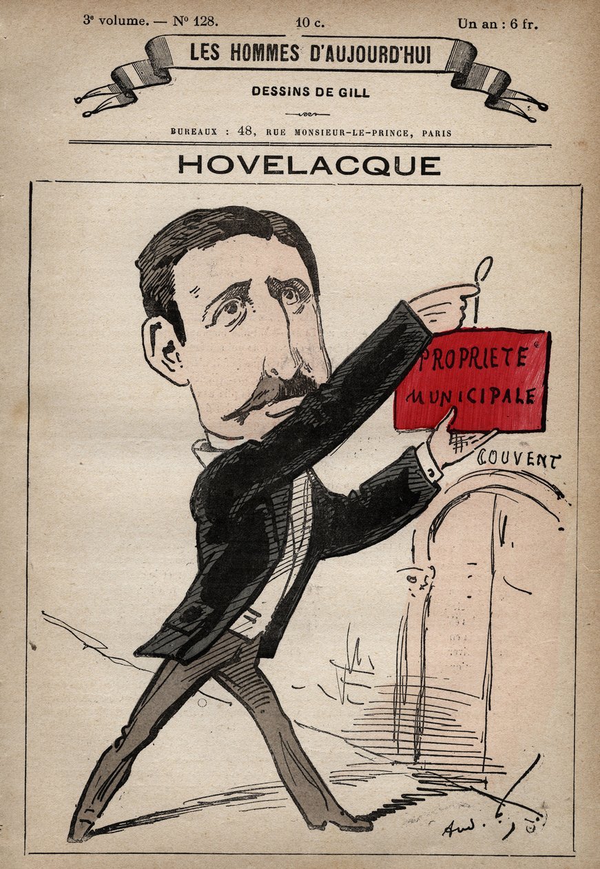 Cartoon of Abel Hovelacque 1873-1896 anglický lingvista a antropolog z 