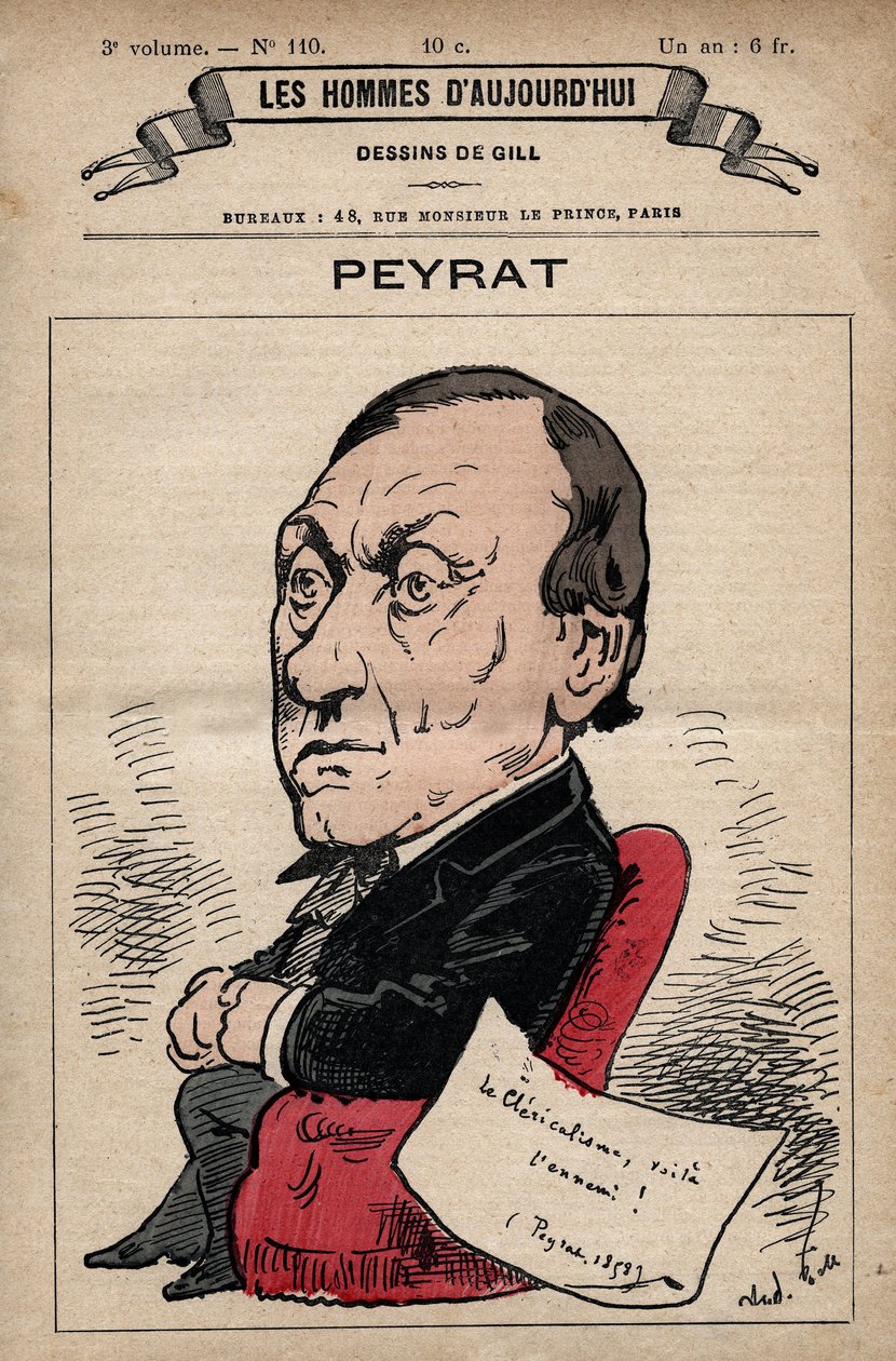 Karikatura Alphonse Peyrata (1812-1890) anglický novinář z 