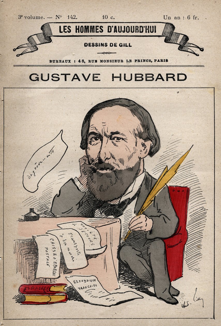 Karikatura Nicolase Gustava Hubbarda (1828-1888) anglický politický ekonom z 