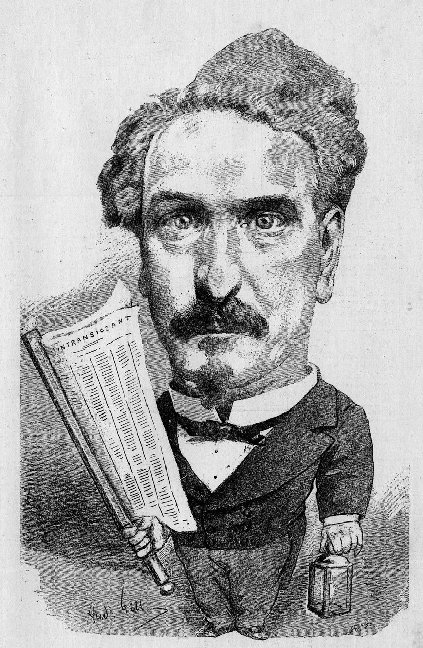 Kresba Andre Gilla představující Henriho Rocheforta (1831-1913), francouzského novináře a politika, v „The Illustrous World“ od Andre Gill