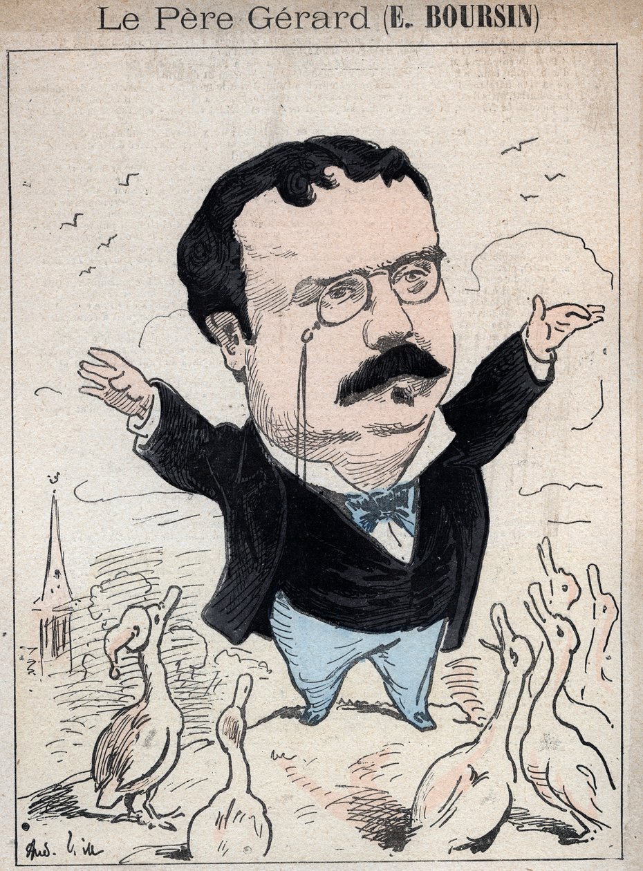 Elphege Boursin (1836-1891) novinář, politický esejista, spisovatel a historik - kreslený film Andre Gill v „Les Hommes d