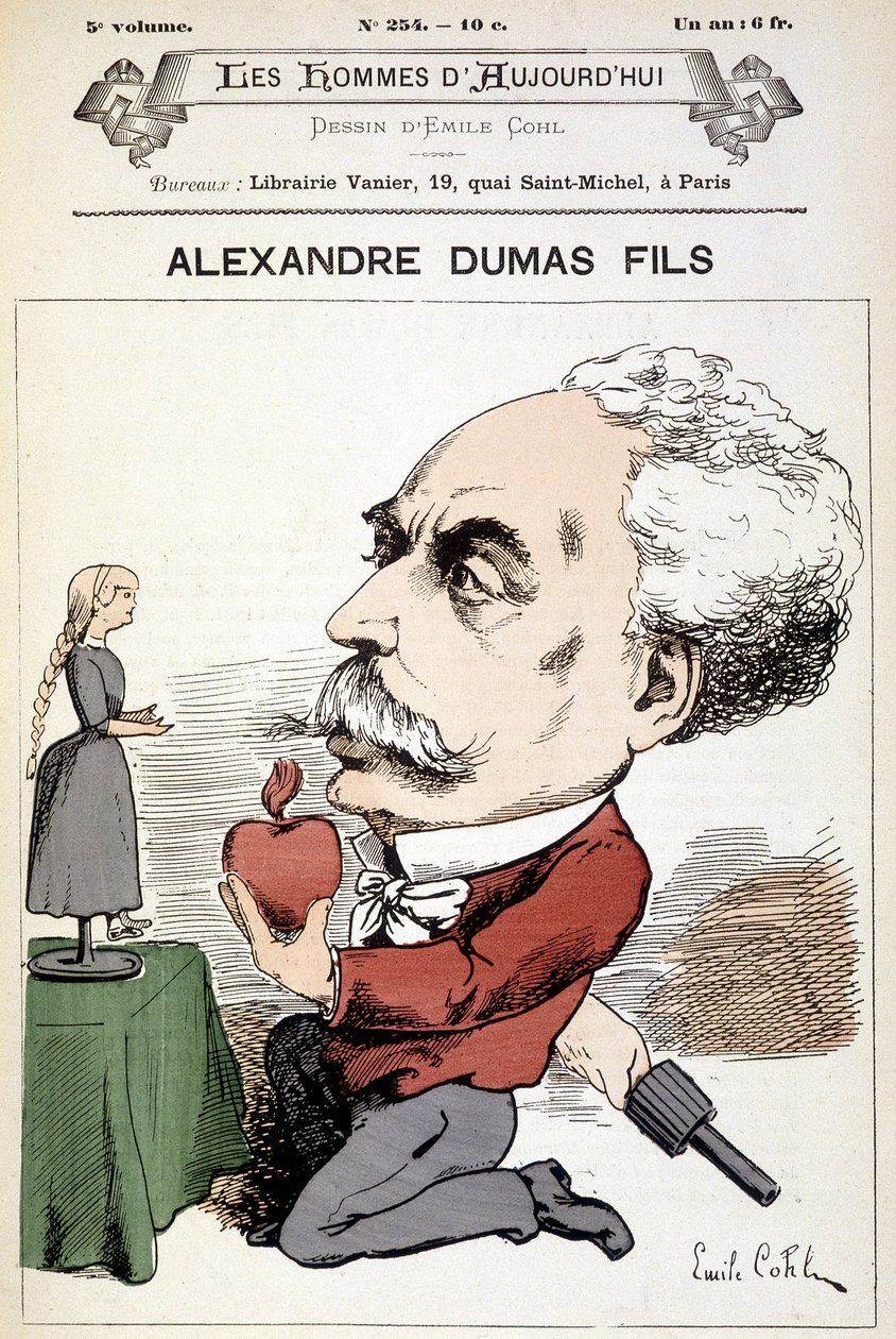 Vtipná kresba na Alexandre Dumas Fils. Obálka “” Les Hommes d