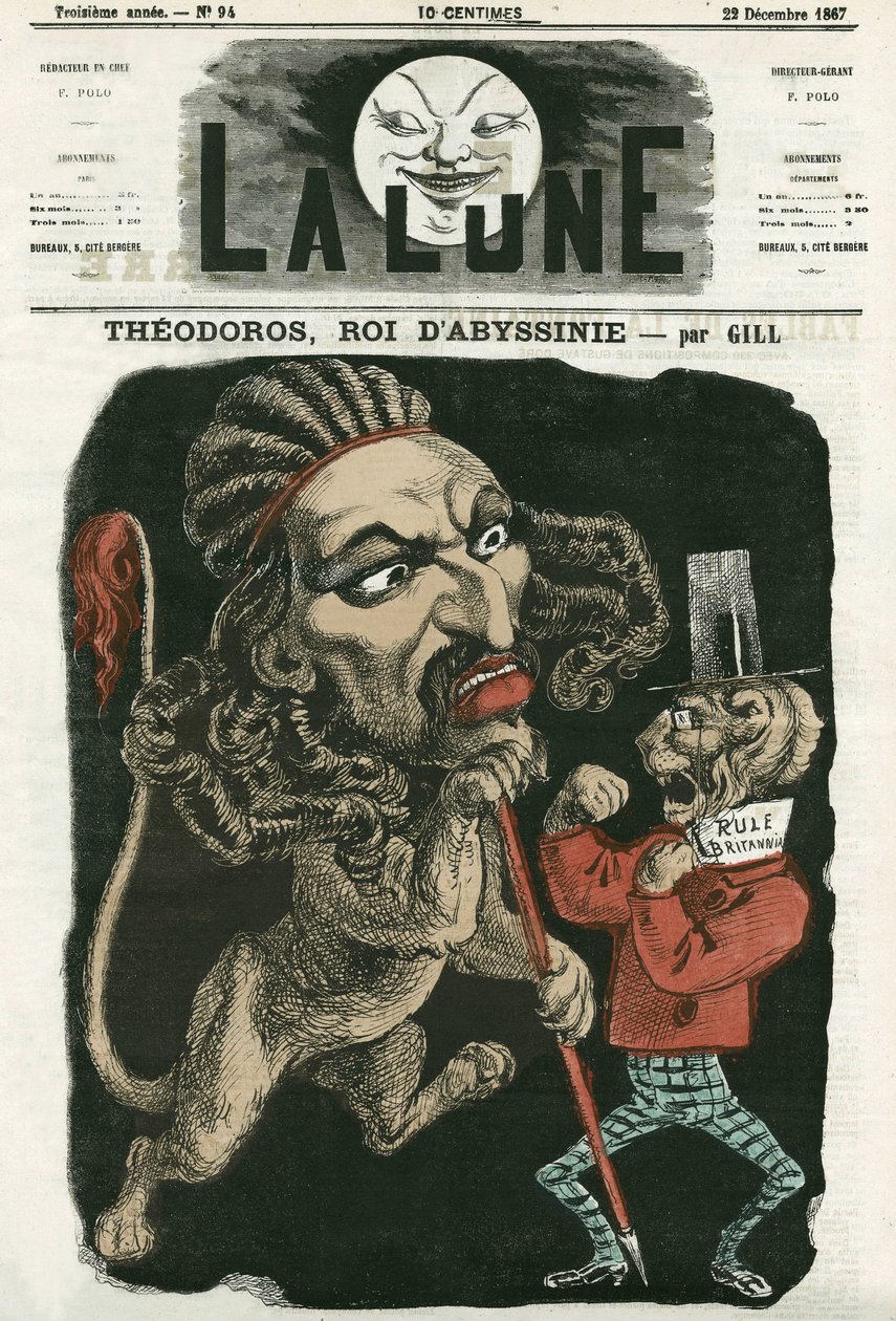 Ilustrace „“ Theodoros, král Habeše“““. Cartoon by Gill, v „La Lune“, 22. prosince 1867. od Andre Gill