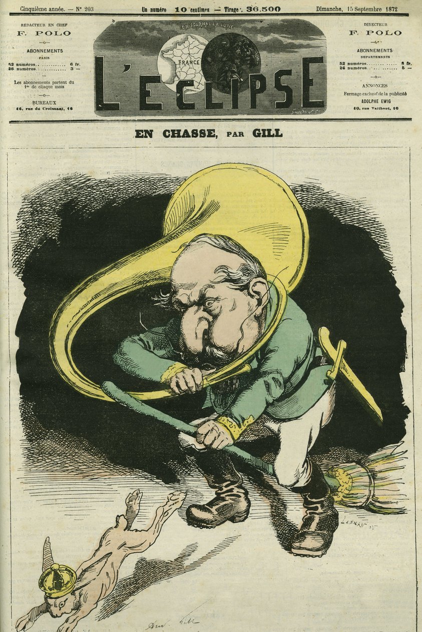 V lovu Louis-Napoleon Bonaparte (1808-1873), prezident republiky v roce 1848 a francouzský císař v letech 1852 až 1871. Obálka v „“L