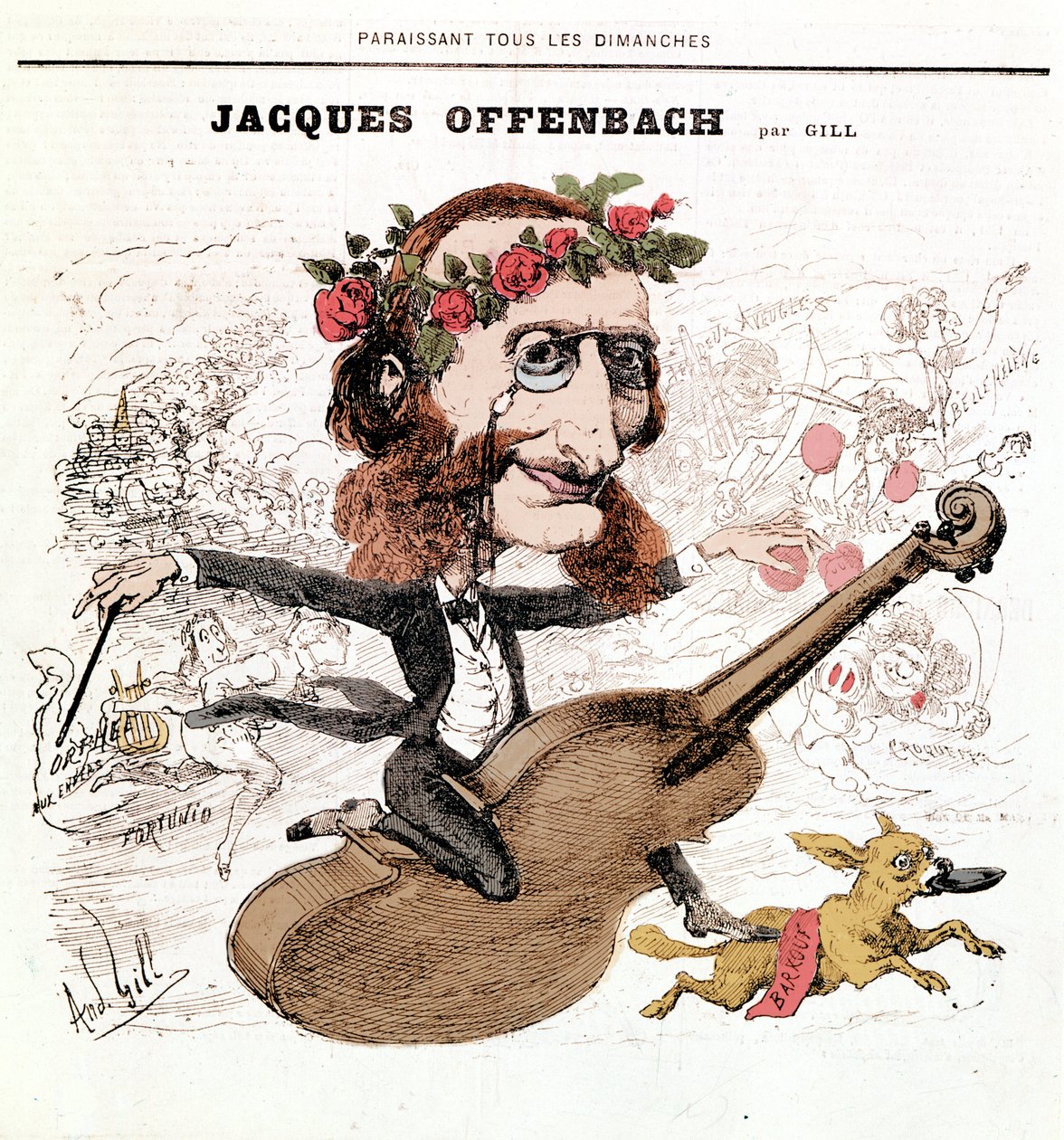 Jacques Offenbach (1819 - 1880), Cartoon by Gill od Andre Gill