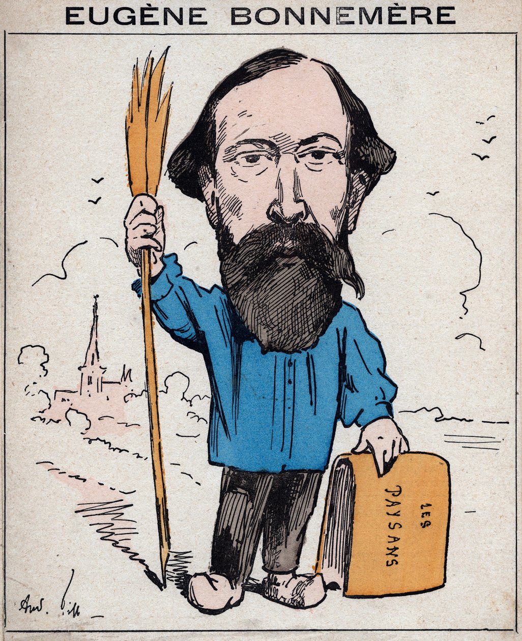 Joseph Eugene Bonnemere (1813-1893) francouzský historik a spisovatel - kreslený film Andre Gill, v „Les Hommes d