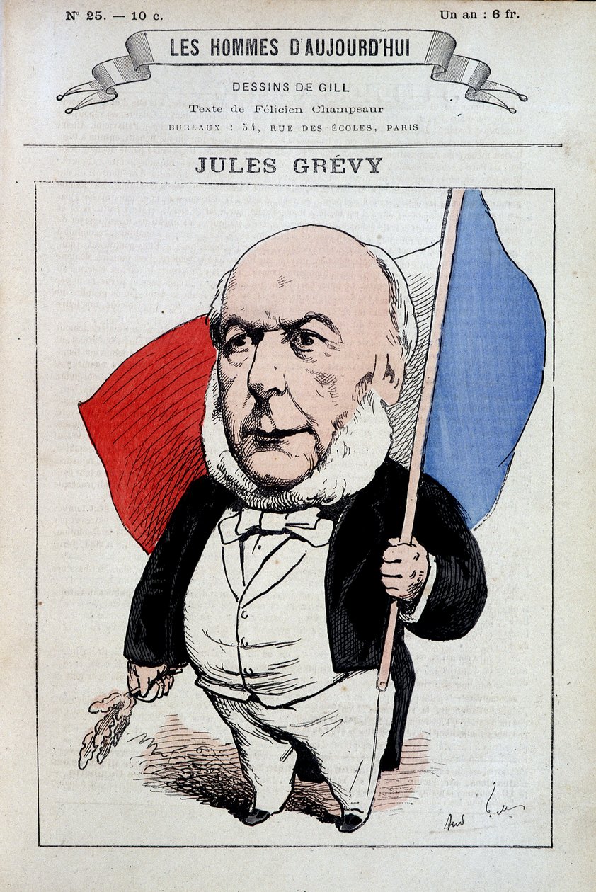 Jules Grevy s francouzskou vlajkou – od Gilla, v „Les hommes d