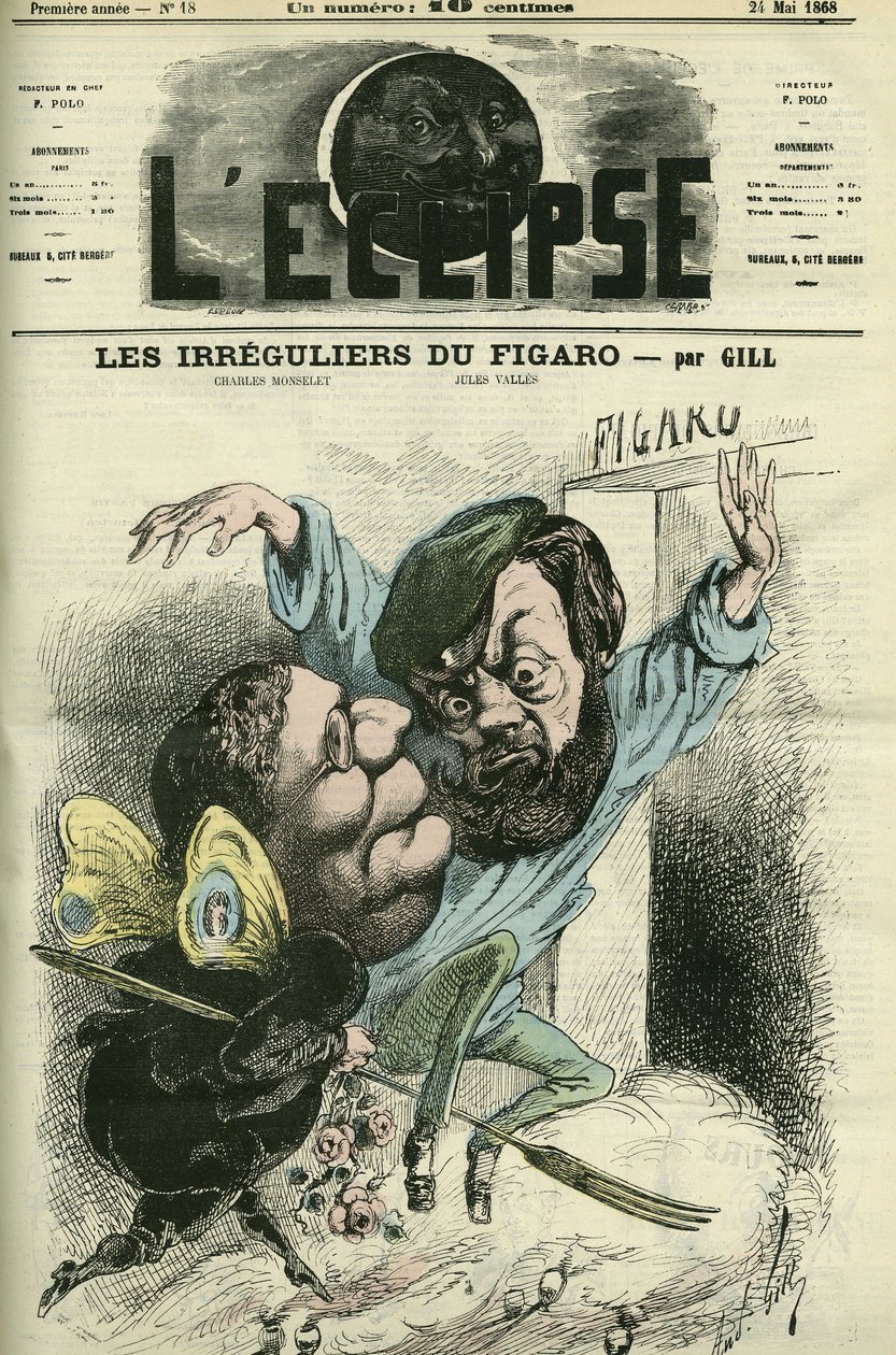 Les unreguliers du Figaro se zapsal do deníku Charlese Monseleta (1825-1888) a Julese Vallese (1832-1885). Obálka “”L